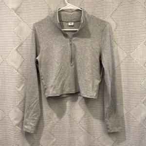 Aritzia Sunday best cropped grey zip up
